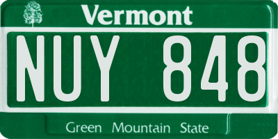 VT license plate NUY848