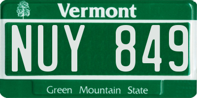 VT license plate NUY849