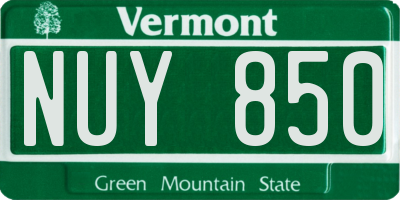 VT license plate NUY850