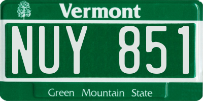 VT license plate NUY851