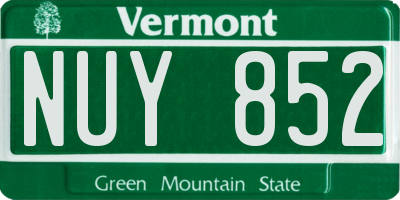 VT license plate NUY852