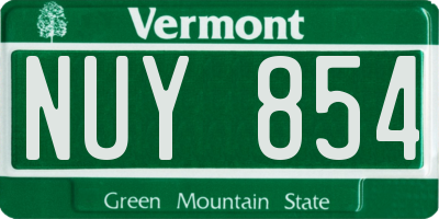 VT license plate NUY854