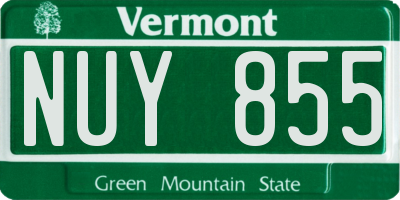 VT license plate NUY855