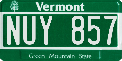 VT license plate NUY857