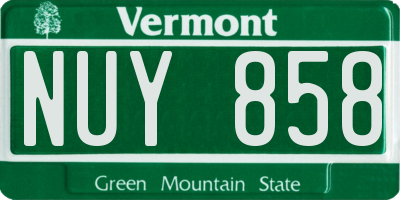 VT license plate NUY858