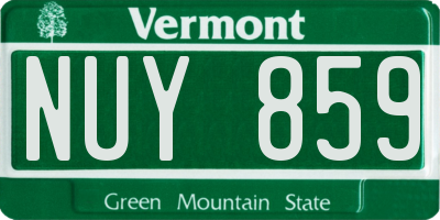 VT license plate NUY859