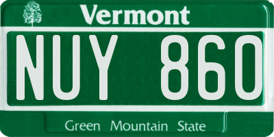 VT license plate NUY860