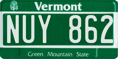 VT license plate NUY862
