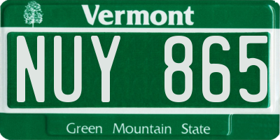 VT license plate NUY865