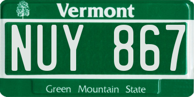 VT license plate NUY867