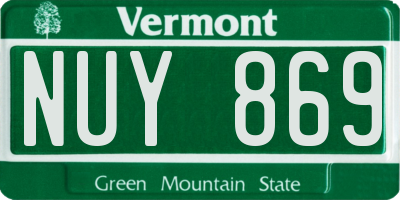 VT license plate NUY869