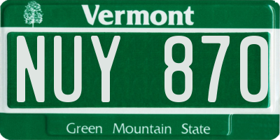 VT license plate NUY870
