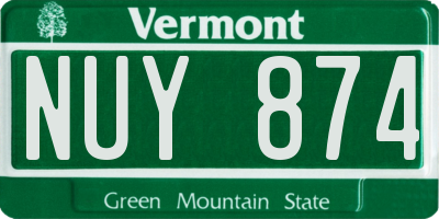 VT license plate NUY874