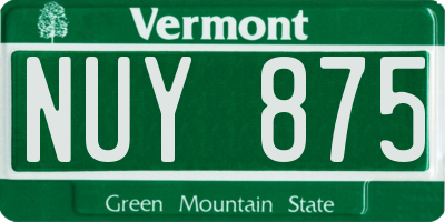 VT license plate NUY875