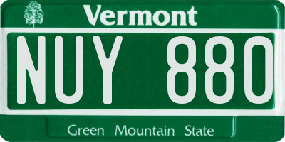 VT license plate NUY880