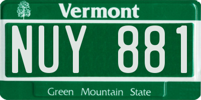 VT license plate NUY881