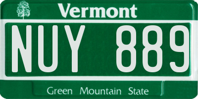 VT license plate NUY889