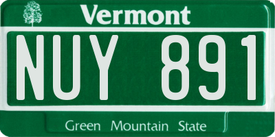 VT license plate NUY891