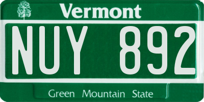 VT license plate NUY892