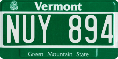 VT license plate NUY894