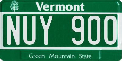 VT license plate NUY900