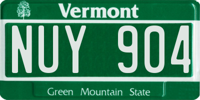 VT license plate NUY904