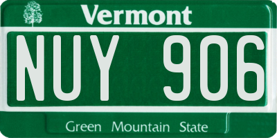 VT license plate NUY906