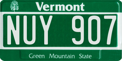 VT license plate NUY907