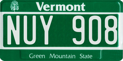 VT license plate NUY908