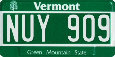 VT license plate NUY909