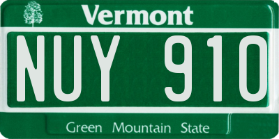 VT license plate NUY910