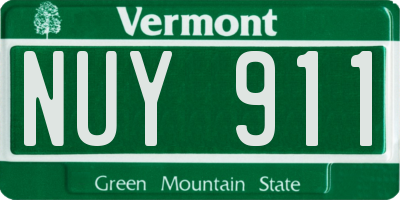 VT license plate NUY911