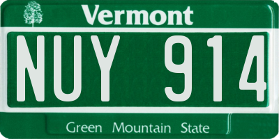 VT license plate NUY914