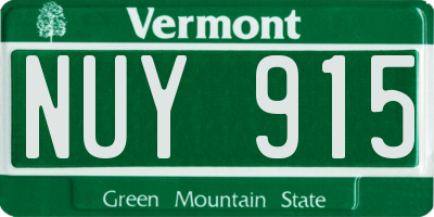 VT license plate NUY915