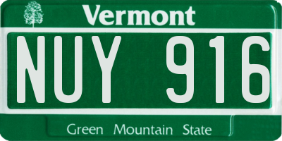 VT license plate NUY916