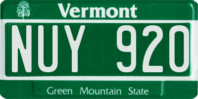 VT license plate NUY920