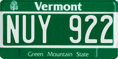 VT license plate NUY922