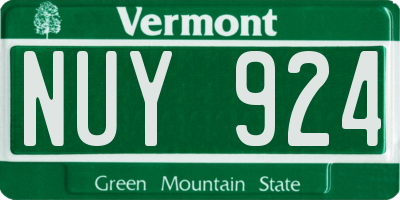 VT license plate NUY924