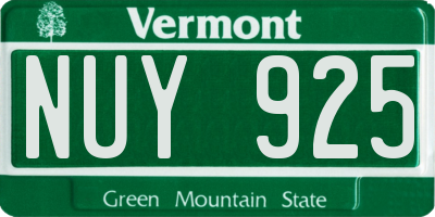 VT license plate NUY925