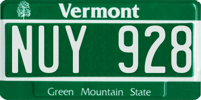 VT license plate NUY928