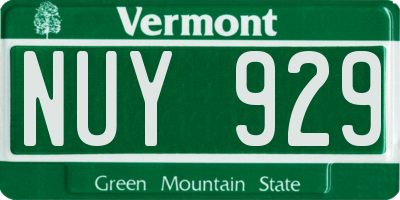 VT license plate NUY929