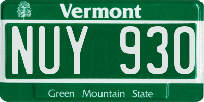 VT license plate NUY930