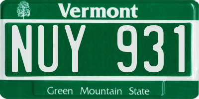 VT license plate NUY931
