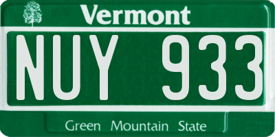 VT license plate NUY933