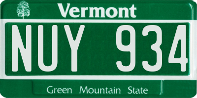 VT license plate NUY934