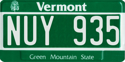 VT license plate NUY935