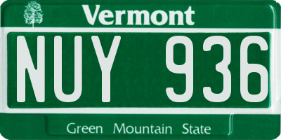 VT license plate NUY936