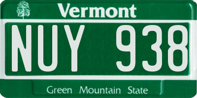 VT license plate NUY938