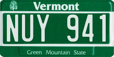 VT license plate NUY941