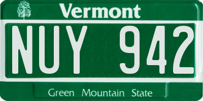 VT license plate NUY942